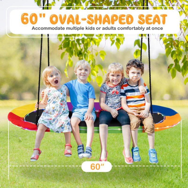 Hivvago 60 Inches Saucer Swing with LED Lights for Kids and Adults