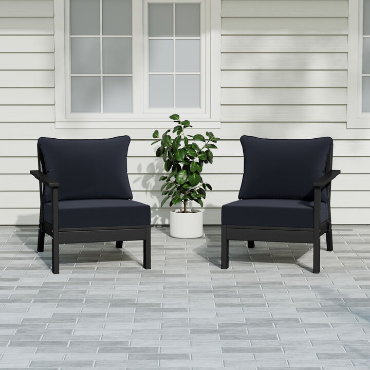 WestinTrends Outdoor Patio HDPE Loveseat Sofa with Patio Cushions