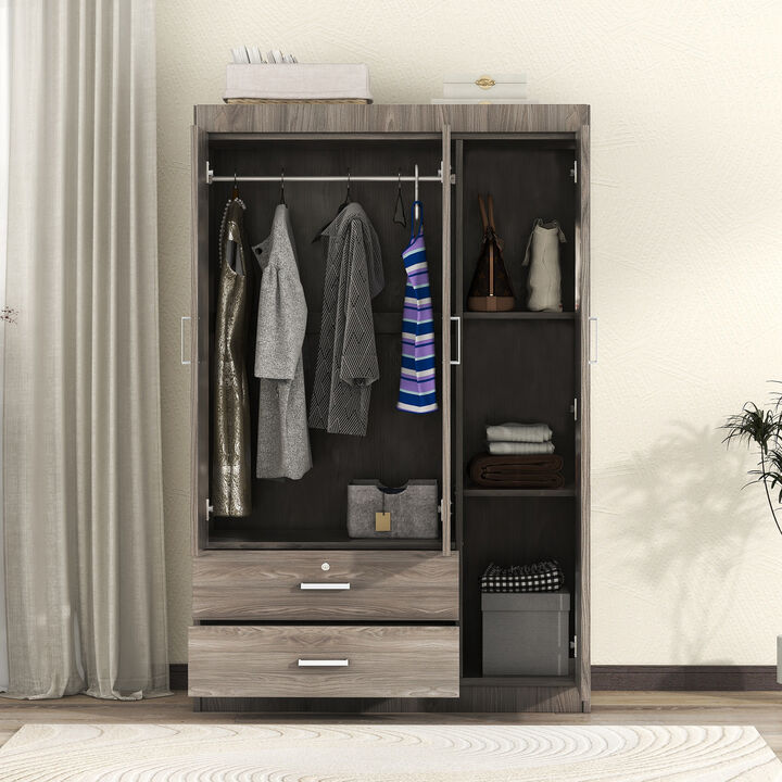 Merax 3-Door Wardrobe with 2 Drawers