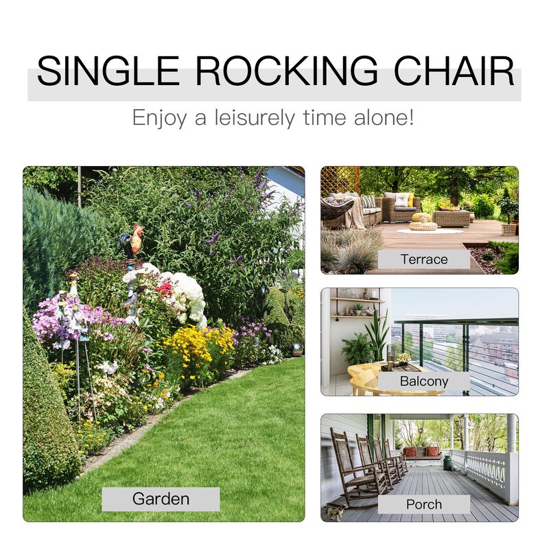 Classic Porch Seating: Black Wooden Slatted Rocking Chairs with Armrests