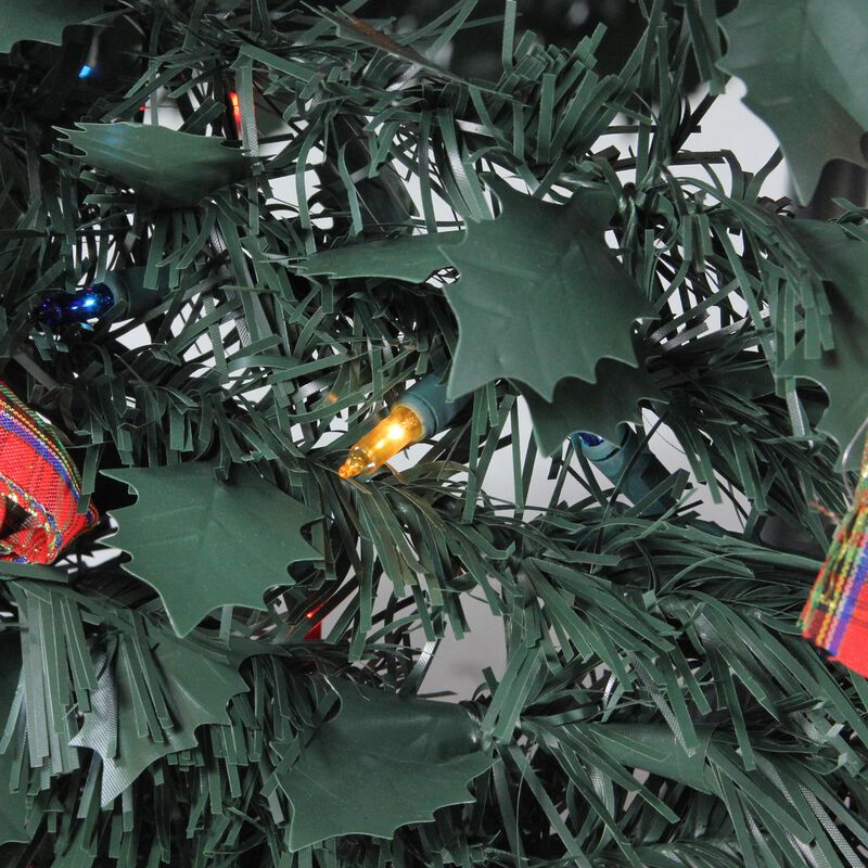 6' Pre-Lit Red Plaid Pre-Decorated Pop-Up Artificial Christmas Tree  Multicolor Lights