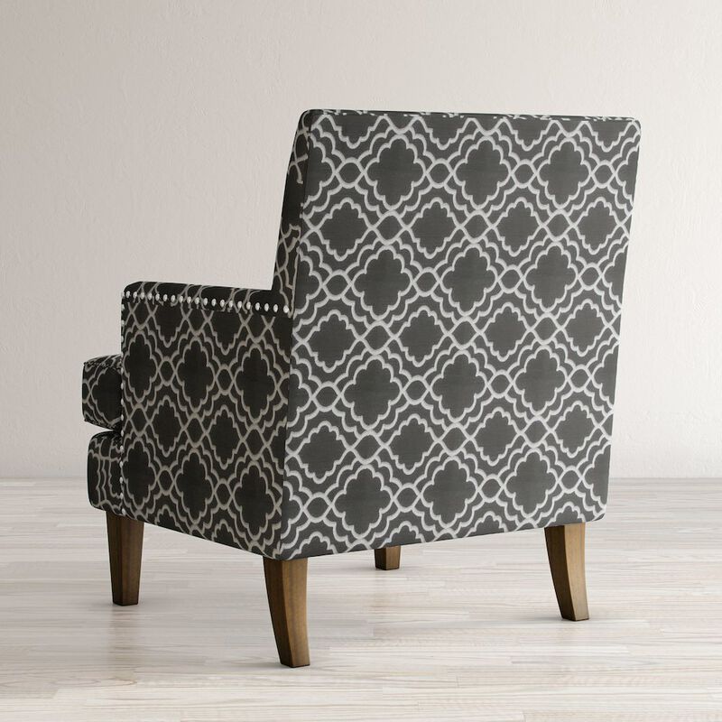 Jofran Aubrey Contemporary Geometric Upholstered Accent Chair with Nailhead Trim