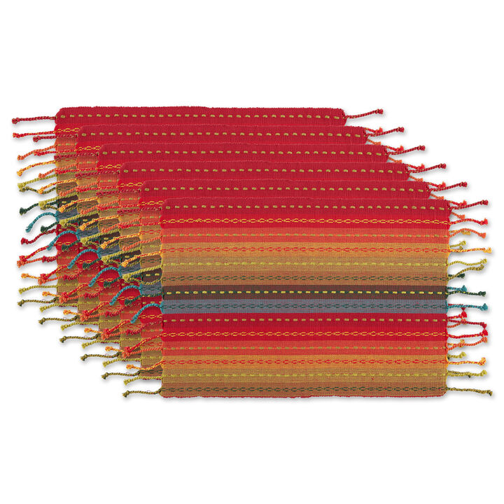Set of 6 Red Decorative Placemats  19"