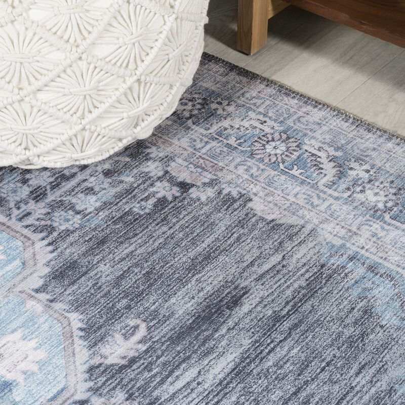 Wincer Chenille Cottage Medallion Machine-Washable Area Rug