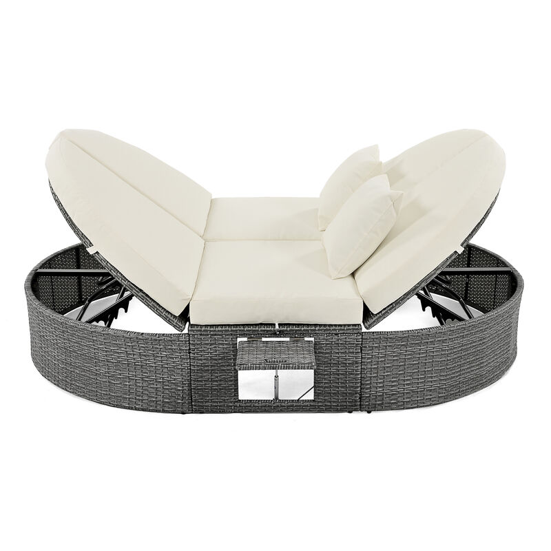Merax  2-Person Daybed with Cushions and Pillows Outdoor Sun Bed Patio