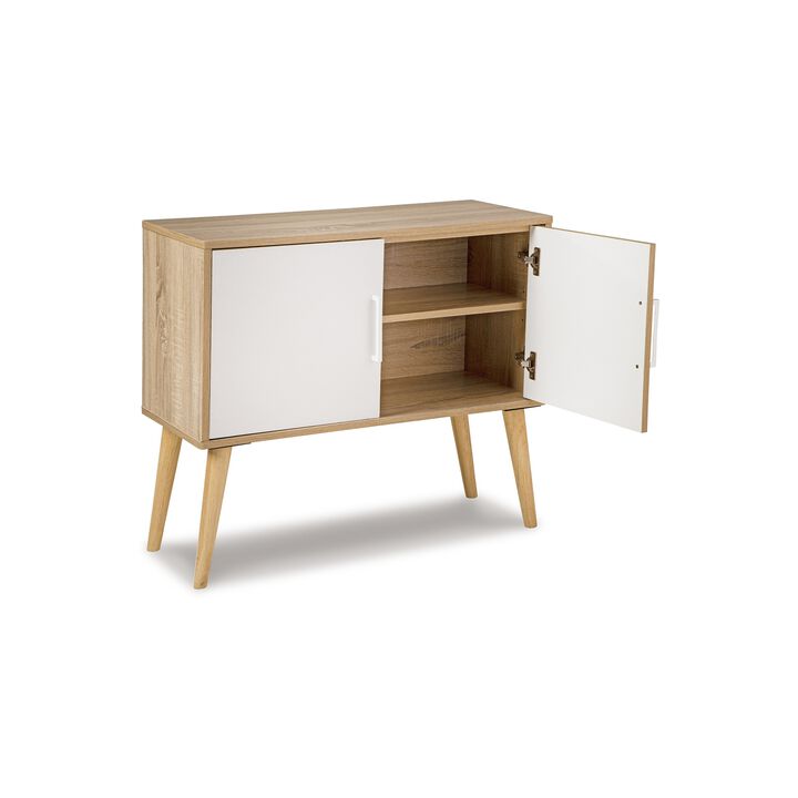 Kior Accent Cabinet Console, 2 Doors w Adjustable Shelf, White 32 Inch - Benzara
