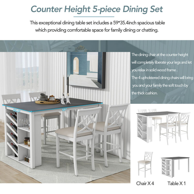 Merax 5-piece Solid Wood Dining Table Set