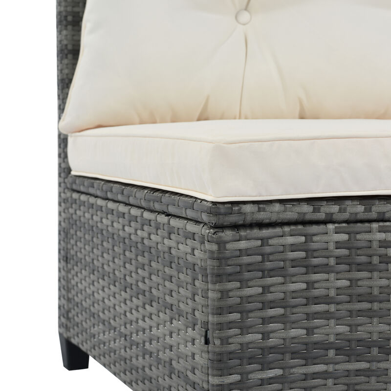 Merax 8-pieces Outdoor Wicker Round Sofa Set，Curved Sofa Set With Rectangular Coffee Table
