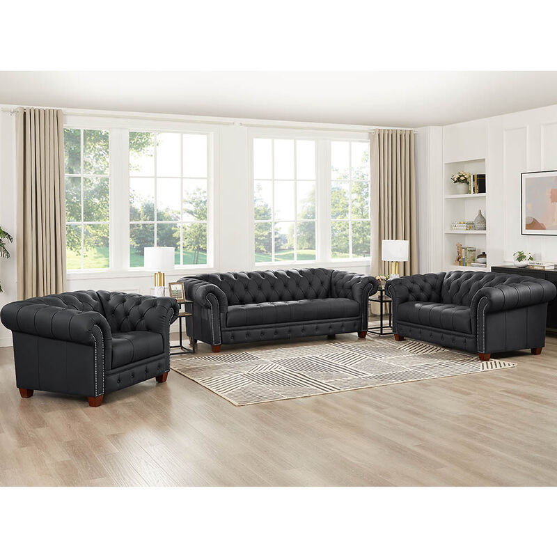 York Top Grain Leather Loveseat