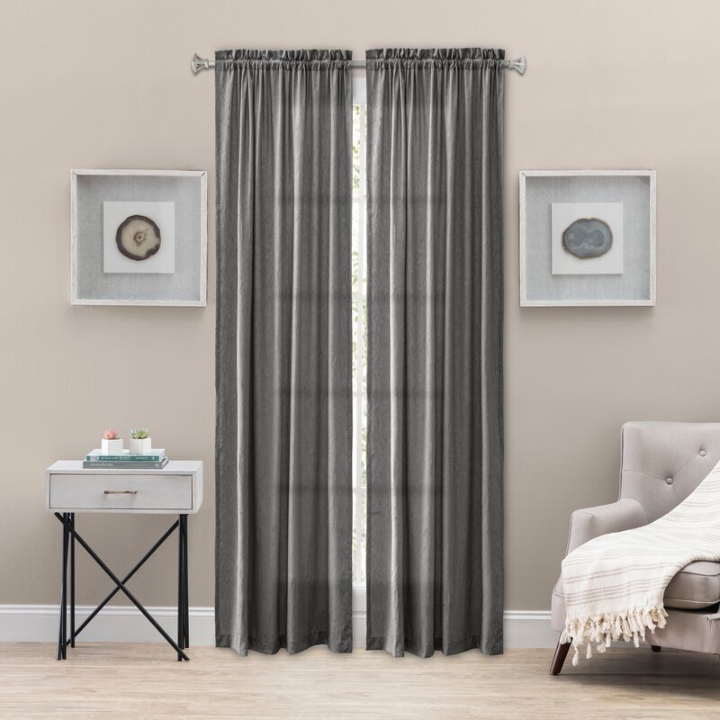 Ellis Curtain Portland Crushed Taffeta Rod Pocket Tailored Panel - 48x63", Grey