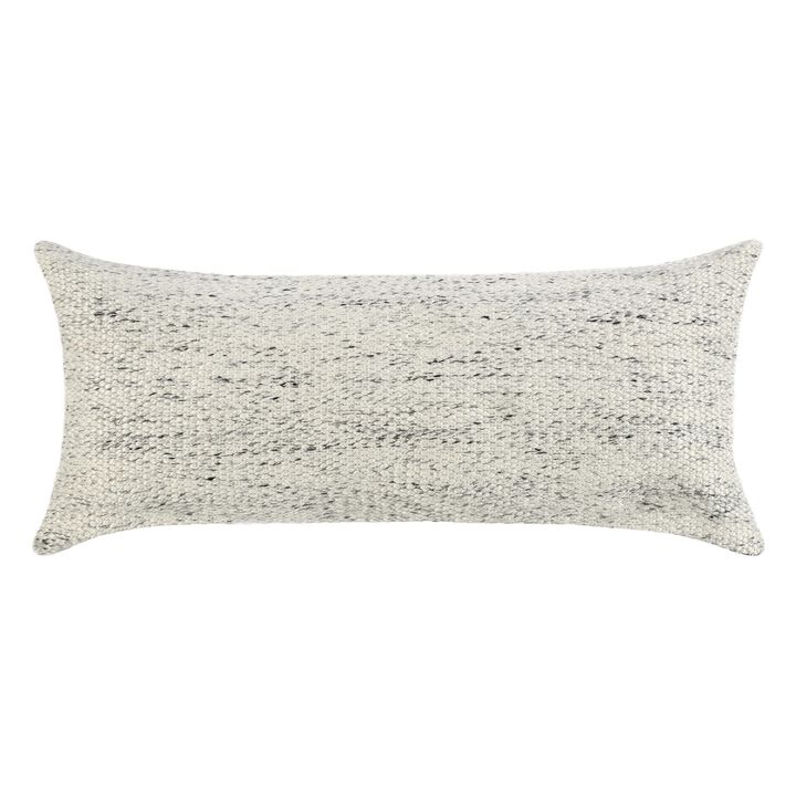 Ruff Lumbar Accent Throw Pillow, 16x36, Textured Ivory Recycled Fabric - Benzara