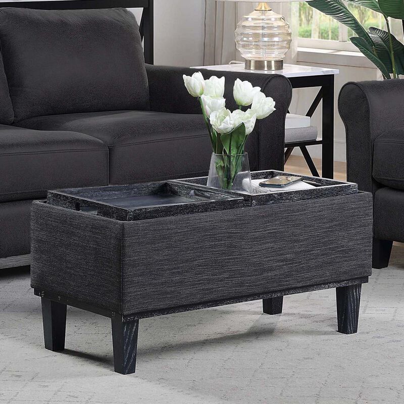 Convenience Concepts Designs4Comfort Brentwood Storage Ottoman with Reversible Trays, Gray