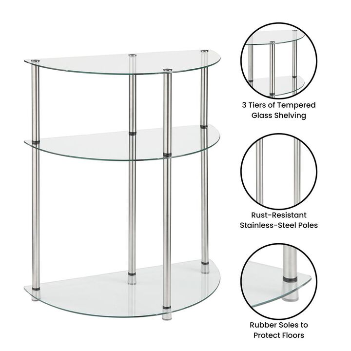 Convience Concept, Inc. Classic Glass 3 Tier Half-Circle Entryway Hall Table