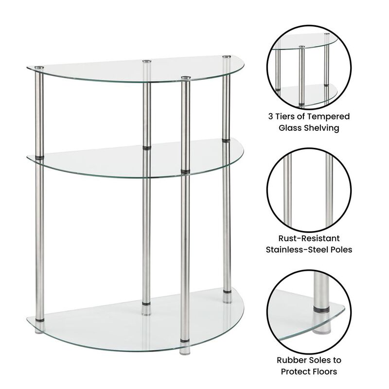 Convience Concept, Inc. Classic Glass 3 Tier Half-Circle Entryway Hall Table