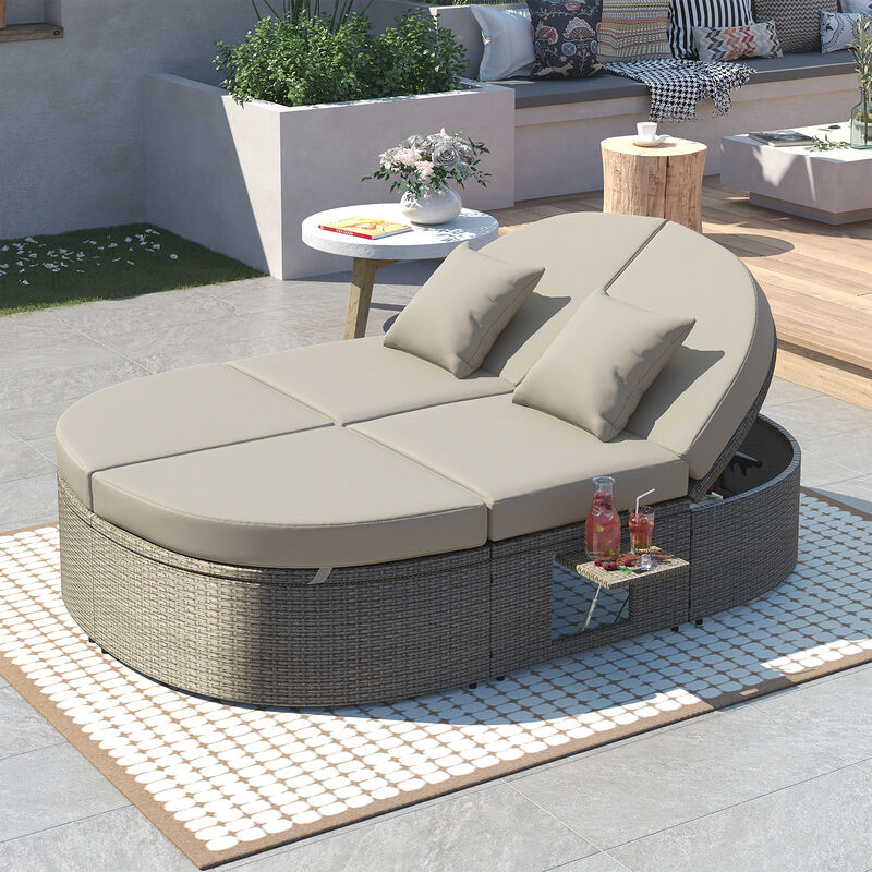 Merax  2-Person Daybed with Cushions and Pillows Outdoor Sun Bed Patio