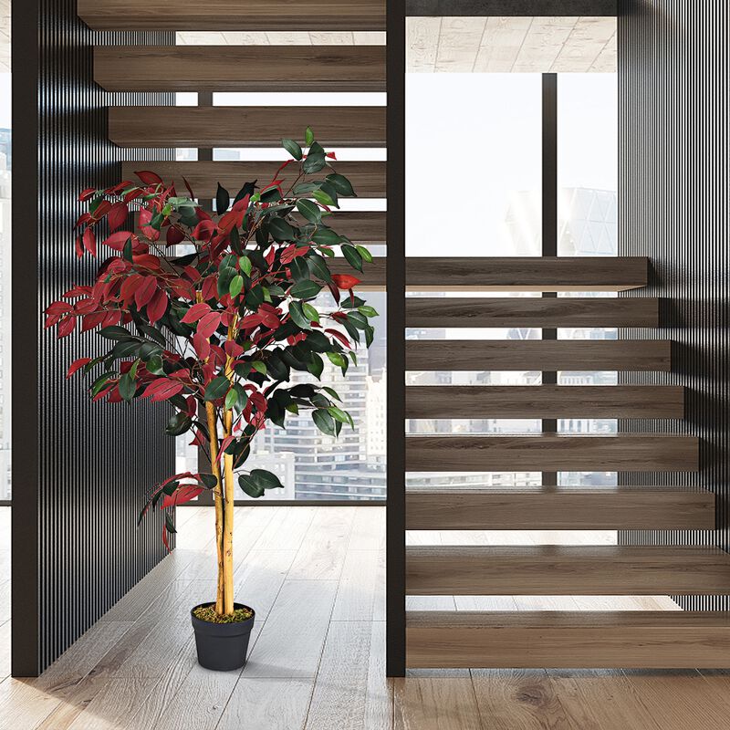 4-Foot Tall Artificial Ficus Tree with Nursery Pot – Realistic Indoor Plant Decoration