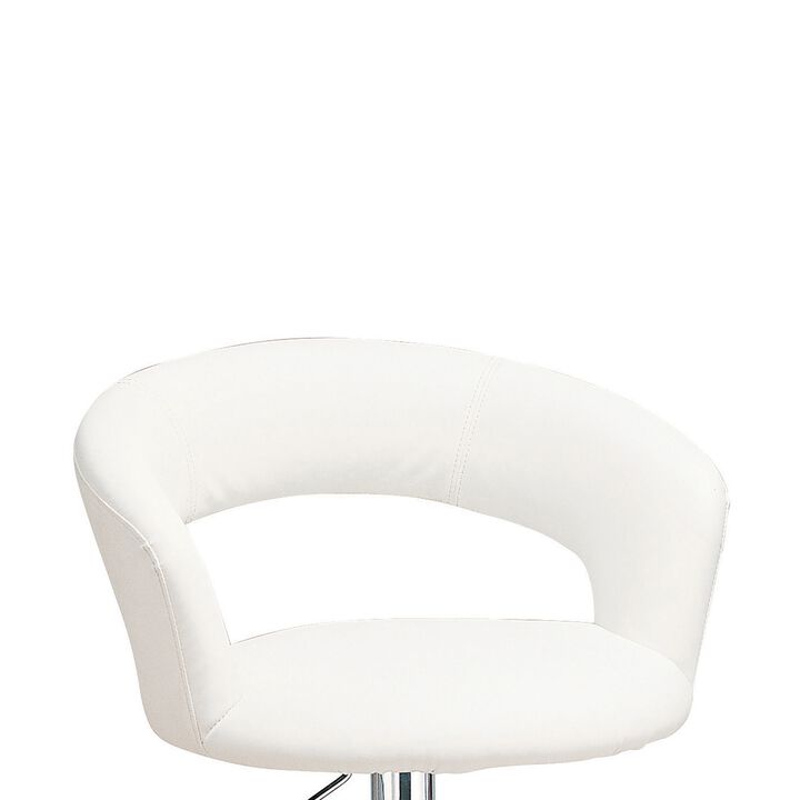 Contemporary Faux Leather Bar Stool, White-Benzara