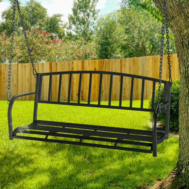 Sturdy Iron Art Swing with Vertical Bar Backrest and 200kg Capacity