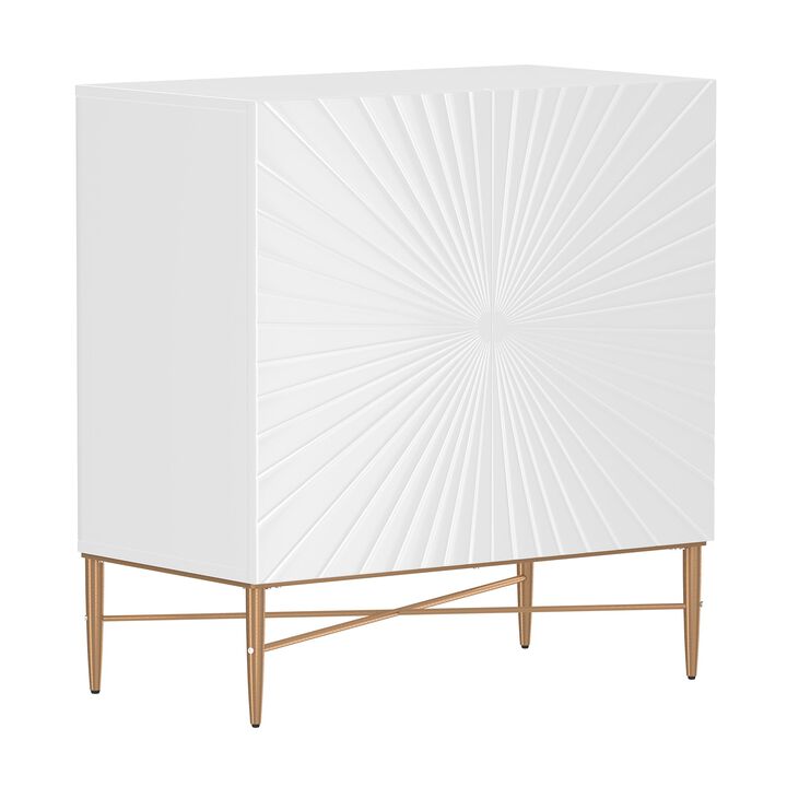 32 in. H Vintage Wood Gold 2 Door Storage Cabinet