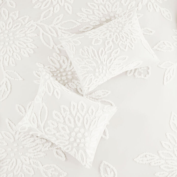 Gracie Mills Anita 3-Piece Farmhouse Tufted Cotton Chenille Floral Comforter Set