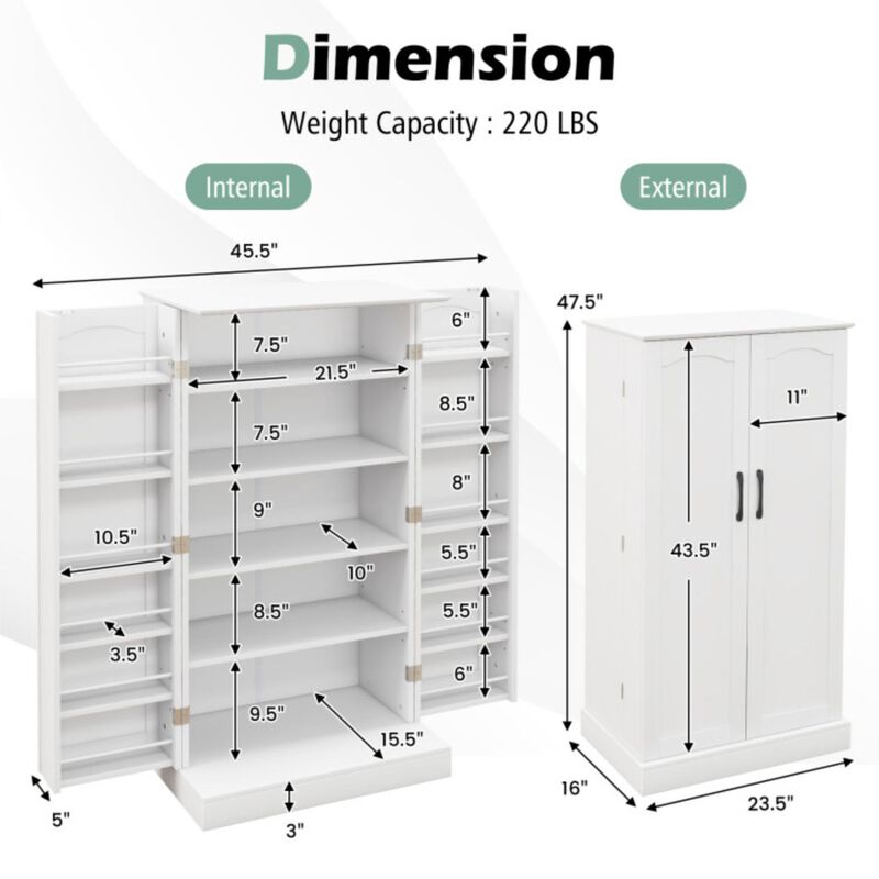 Hivvago Freestanding Buffet Cupboards Sideboard with 2 Doors and Anti-Tipping Devices