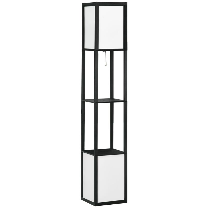 Black Living Room Light: Standing Lamp with 2 Lights & Shelves