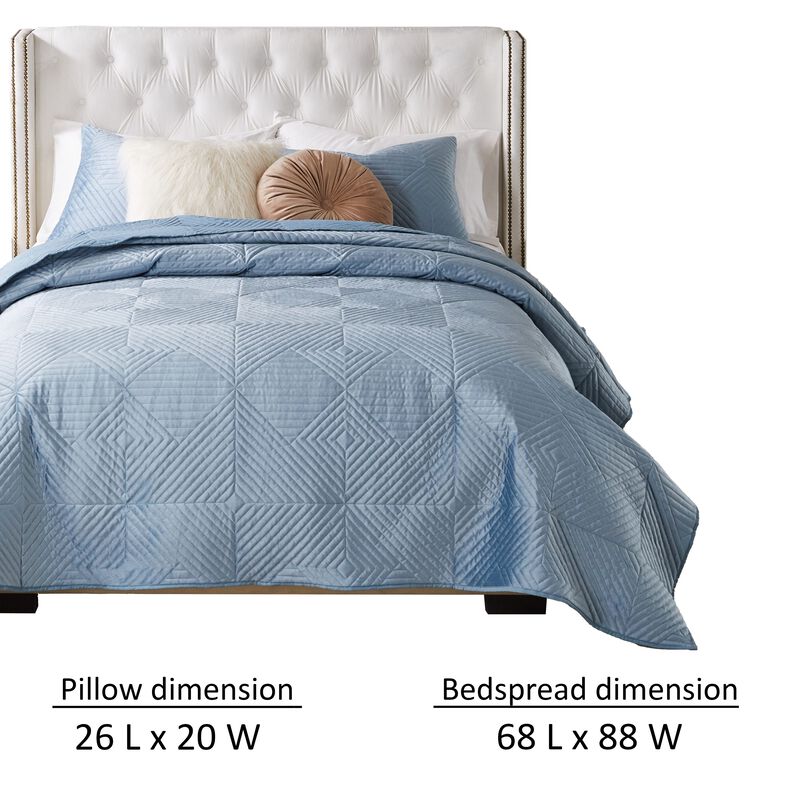Ahab 2pc XL Twin Quilt and Pillow Sham Set, Spa Blue Dutch Velvet Face
