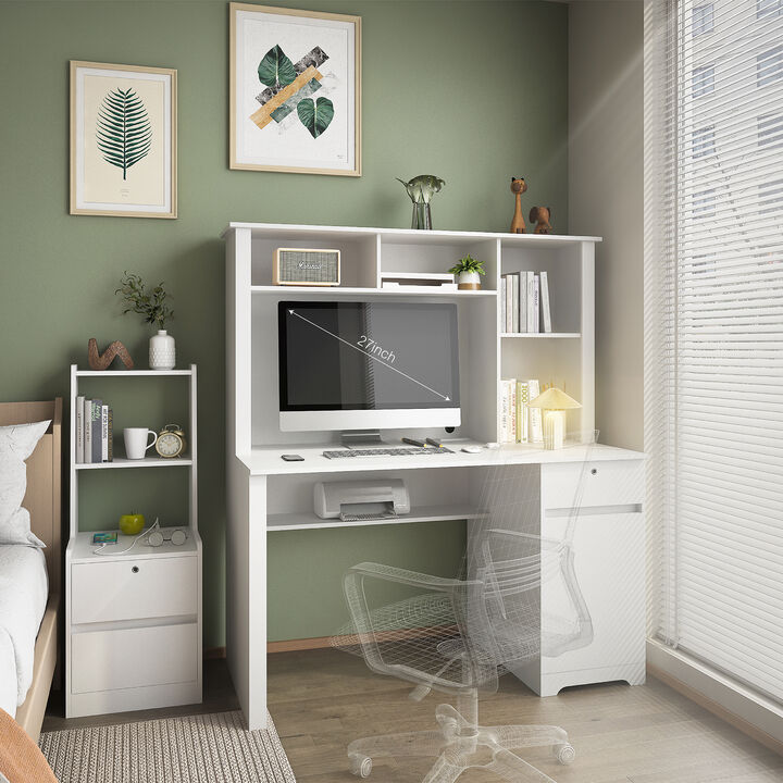 Home Office Desk, Storage Workbench with Charging Station
