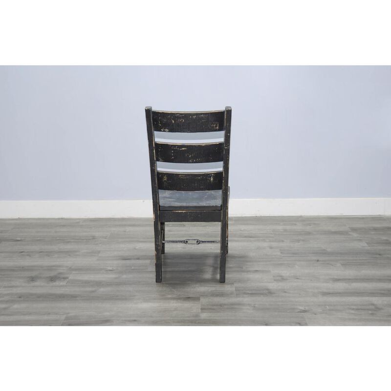 Sunny Designs Black Sand Ladderback Chair with Turnbuckle, Wood Seat