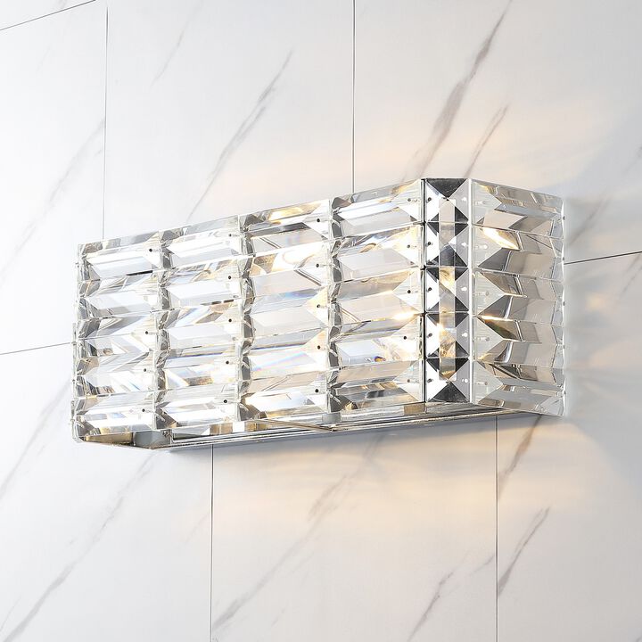 Evelyn Crystal Rectangle Ironcrystal Glam Modern LED Vanity Light