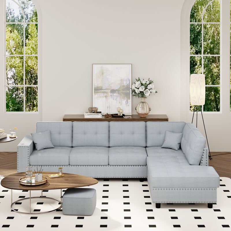 Merax L-shaped Modular Sectional Sofa with 2 Pillows
