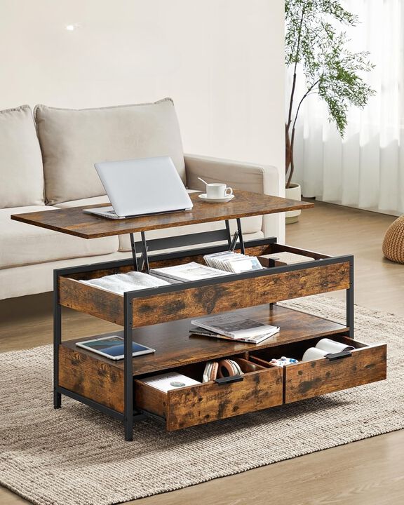 Lift Top Coffee Table with Storage Drawers for Functional and Modern Living Room