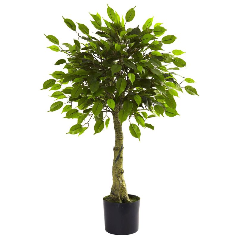 Nearly Natural 3-ft Ficus Tree UV Resistant w/504 Lvs(Indoor/Outdoor)