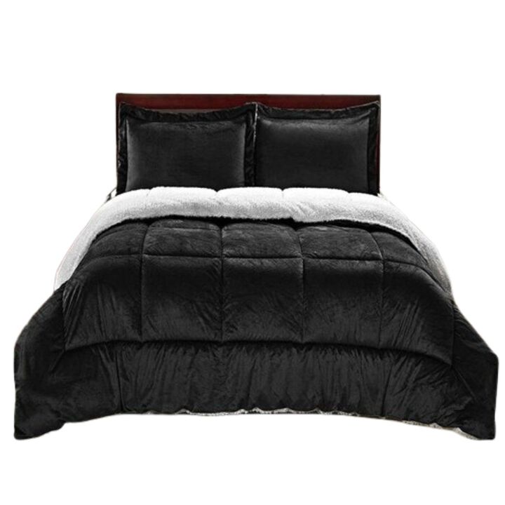 Hivvago Queen Size 3 Piece Ultra Soft Sherpa Wrinkle Resistant Comforter Set in