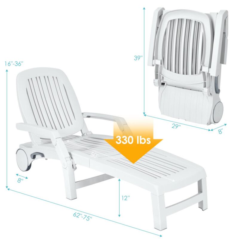 Hivvago Adjustable Patio Sun Lounger with Weather Resistant Wheels