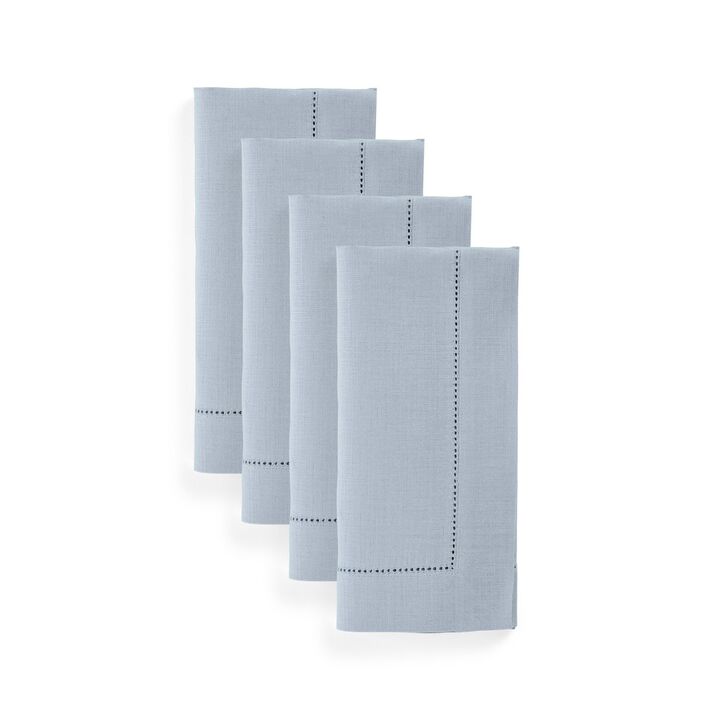 Solino Home 100% Pure Linen Dinner Napkins 20 x 20 Inch Set of 4 | Classic Hemstitch