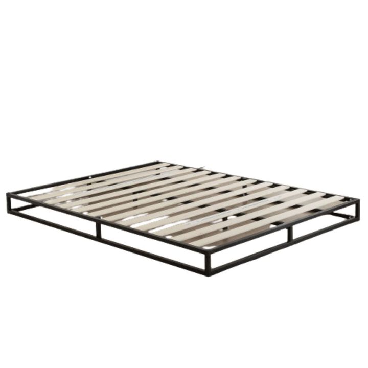 Hivvago Full size 6-inch Low Profile Metal Platform Bed Frame with Wooden Slats