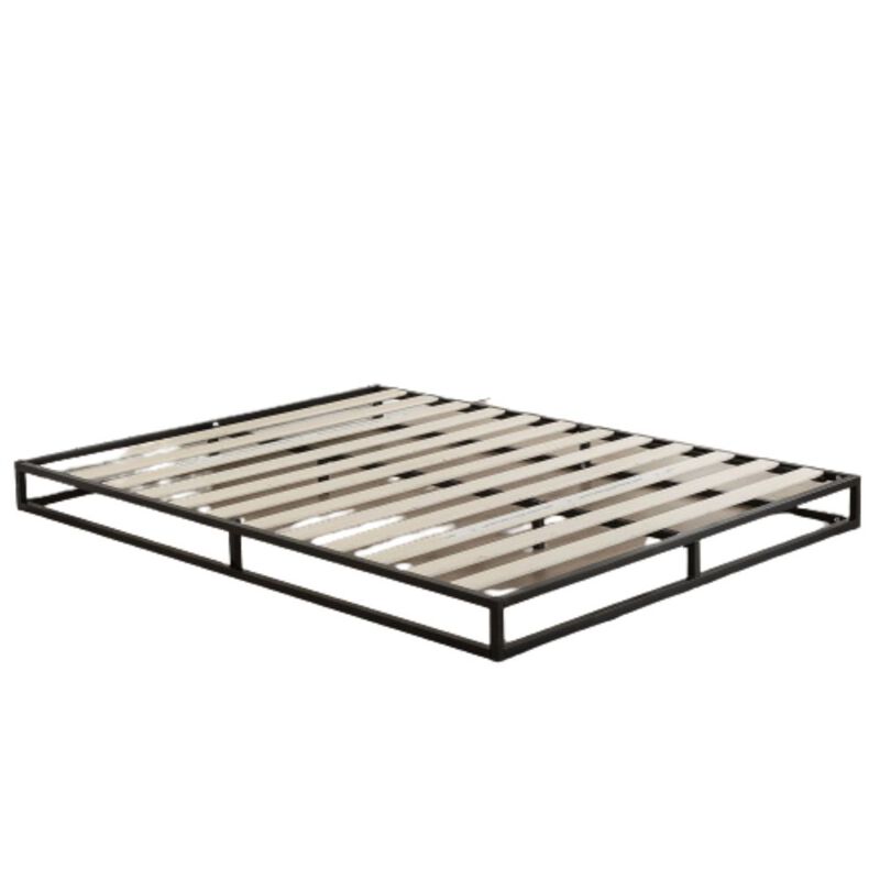 Hivvago Full size 6-inch Low Profile Metal Platform Bed Frame with Wooden Slats