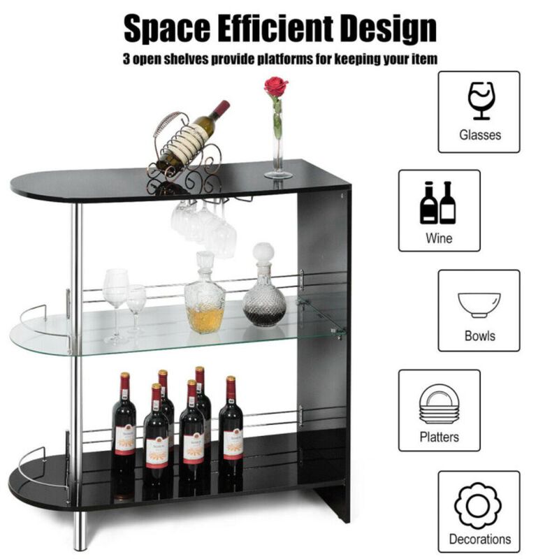 Hivvago 2-holder Bar Table with Tempered Glass Shelf