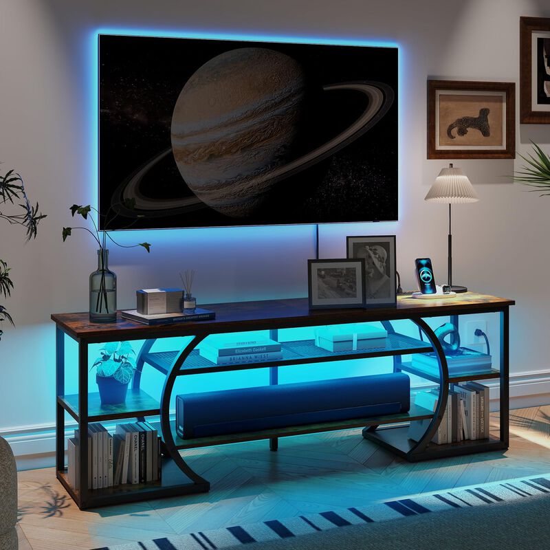 TV Stand for 65/70Inch TV,LED TV Stands fo Living Room w/Power Outlet