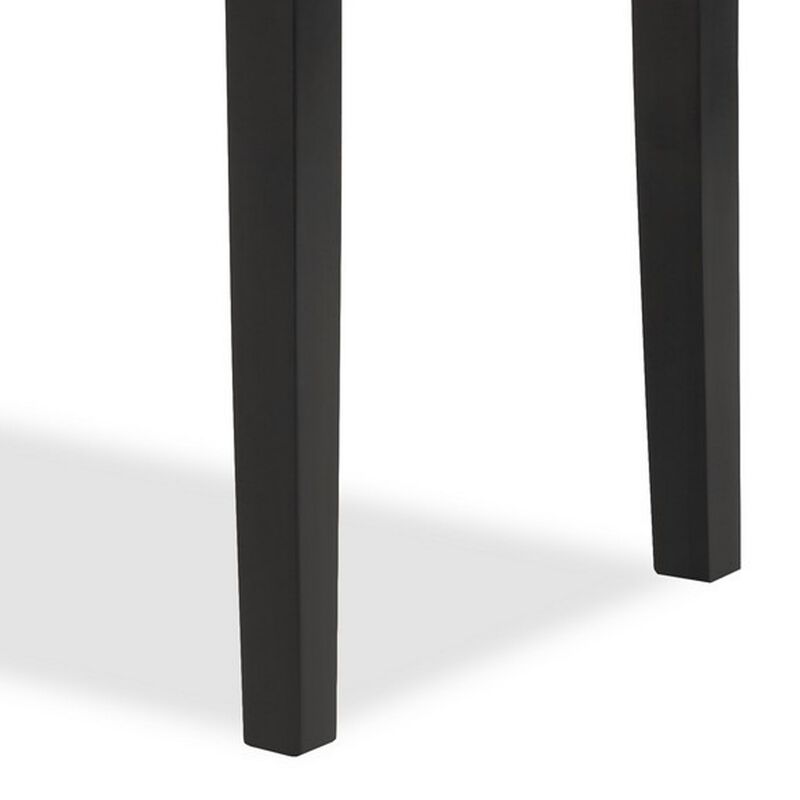 Marcus 46 Inch Dining Bench, Fabric Upholstery, Wood, Tufted, Gray, Black - Benzara