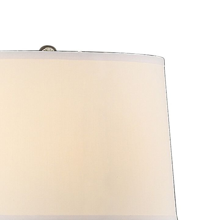 31 Inch Table Lamp Set of 2, Empire Fabric Shade, Modern Nickel Base-Benzara
