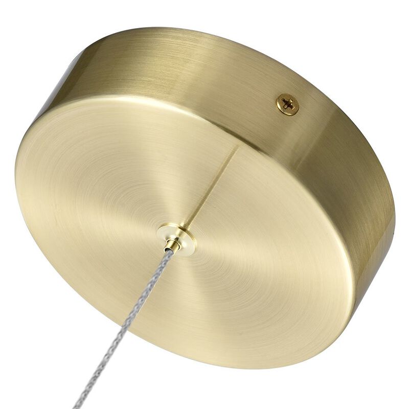 VONN Lighting Integrated LED Height Adjustable Pendant Light with Globe Shade in Brass