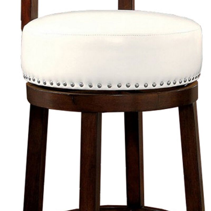 Shirley Contemporary 29" Barstool With pu Cushion, White Finish, Set of 2-Benzara