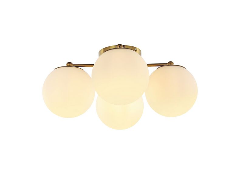 Orly 4-Light Bohemian Farmhouse Iron/Frosted Glass LED Semi Flush Mount