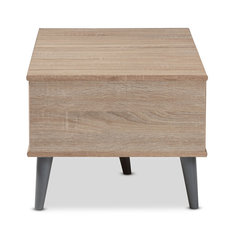 Baxton Studio Pierre Mid Century Modern Oak Wood Coffee Table