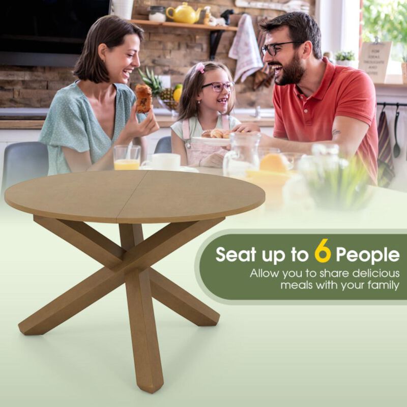 Hivvago 47 Inches Round Dining Table with Solid Acacia Wood Legs for 4-6 Person