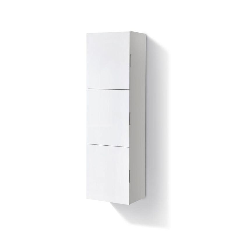 Kubebath 18 Wide by 59 High Linen Side Cabinet With Three Doors in Gloss White Finish