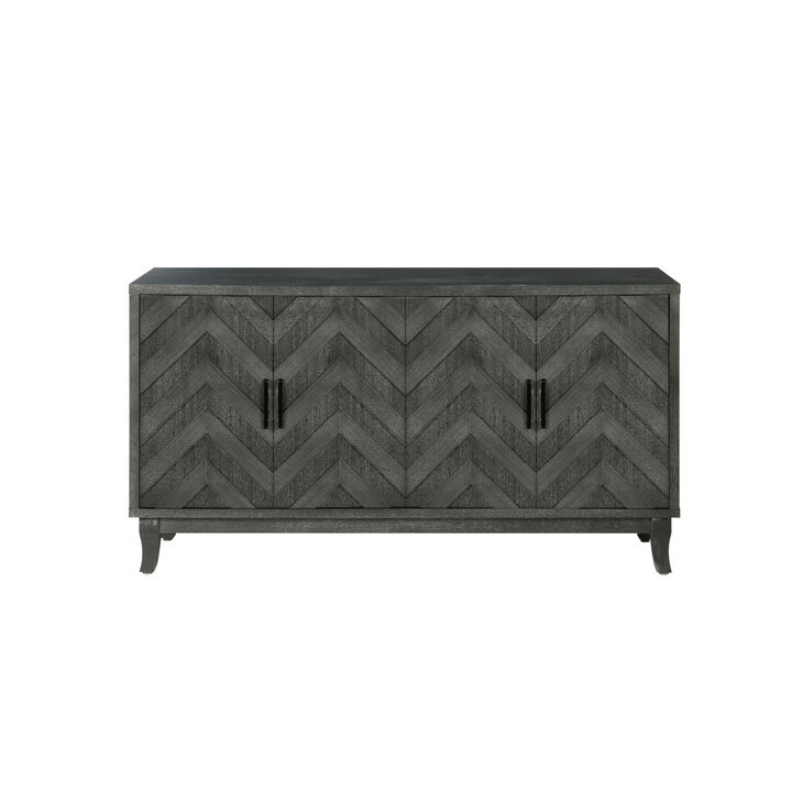 Vintage Style Buffet Cabinet with 4 Doors, Taupe Grey