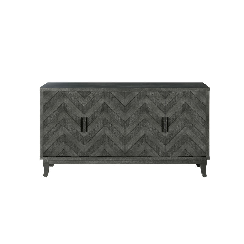 Vintage Style Buffet Cabinet with 4 Doors, Taupe Grey